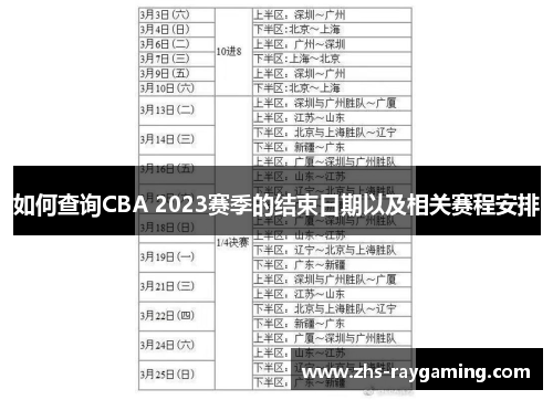 如何查询CBA 2023赛季的结束日期以及相关赛程安排